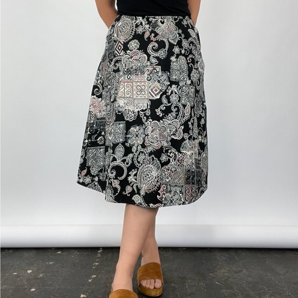 Y2K Geoffrey Beene Printed Flared Midi Skirt - Picture 3 of 6